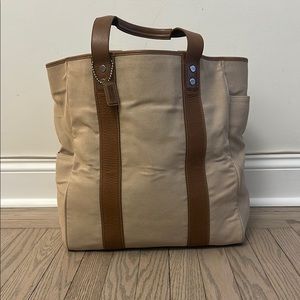 Coach Stylish Tan and Brown Tote Bag